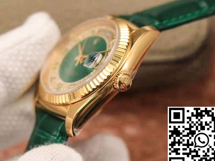 watch Day-Date Green Replica 36mm Diamond Enamel Gold dial Gypsophila Rolex 1111